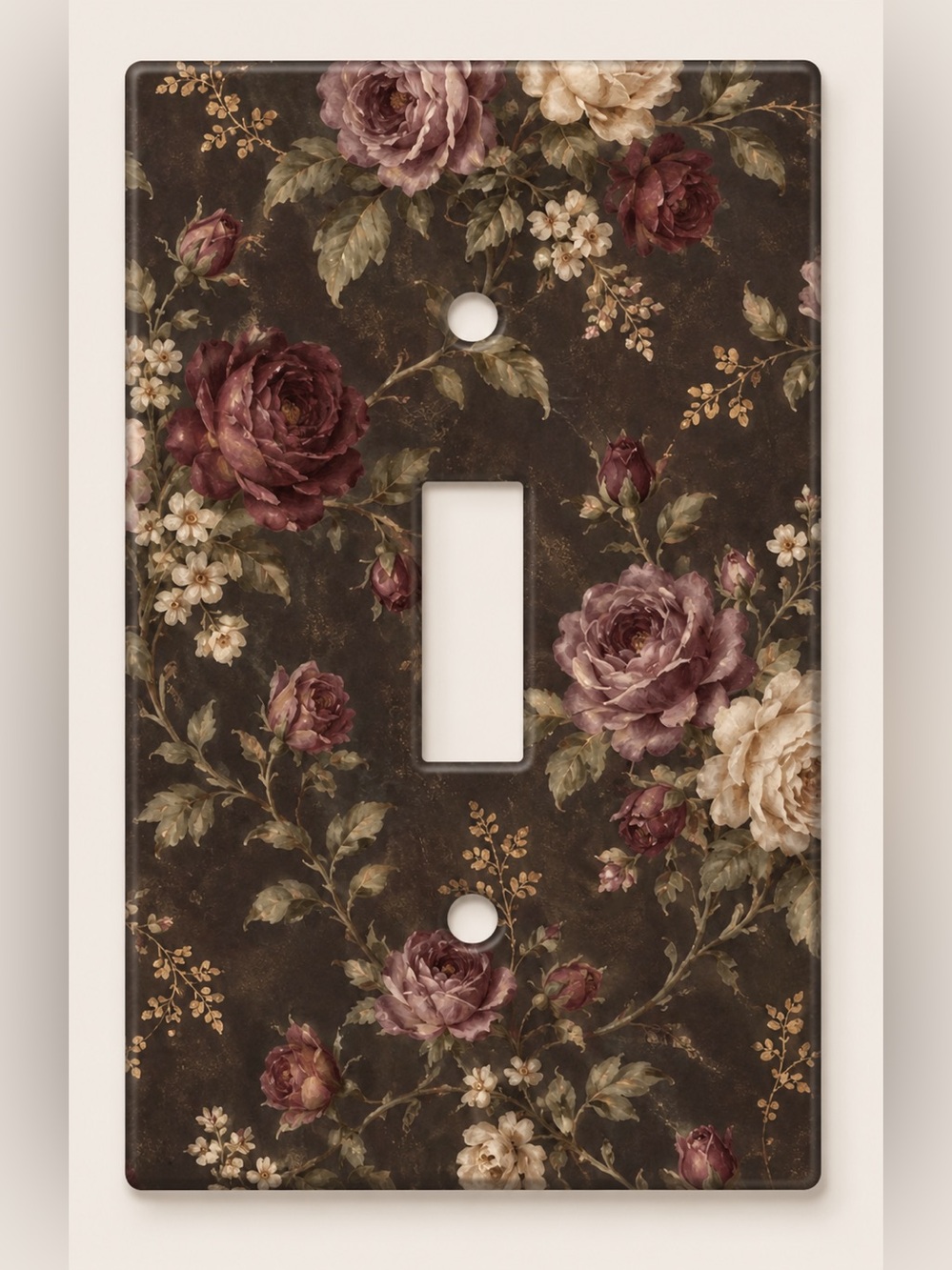Moody Floral Rose Cottagecore Toggle Light Switch Wall Plate Cover